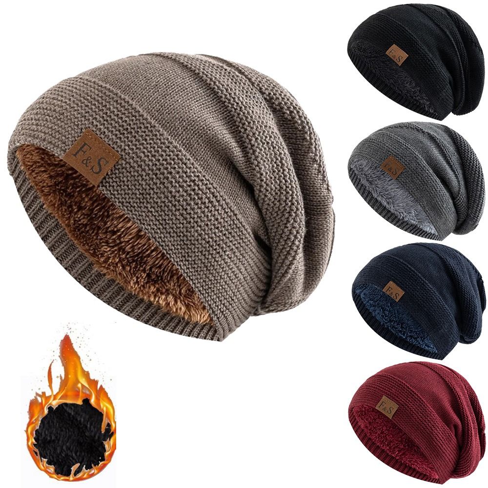 Casual Fur Lined Winter Beanie - Beanie Cuffed Knit ulasan dan harga