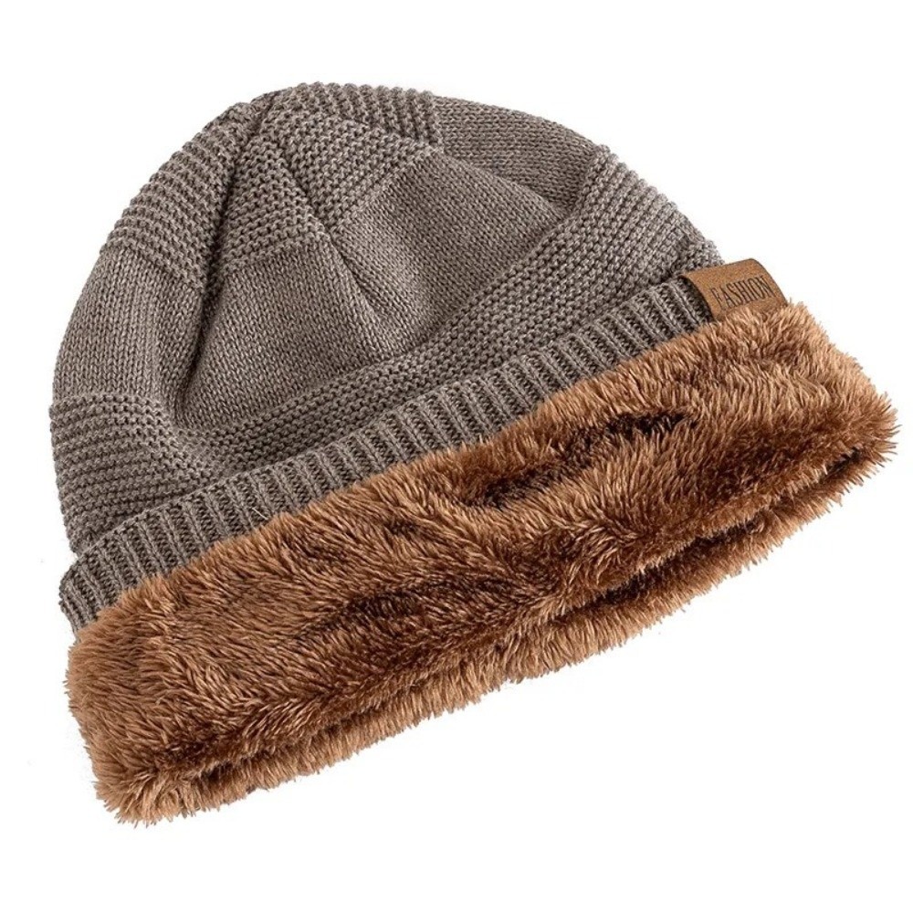 Casual Fur Lined Winter Beanie - Beanie Cuffed Knit ulasan dan harga