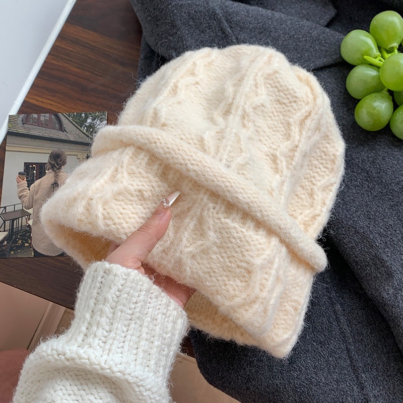 Cream Cable Knit Beanie Women  - Beanie Cuffed Knit ulasan dan harga