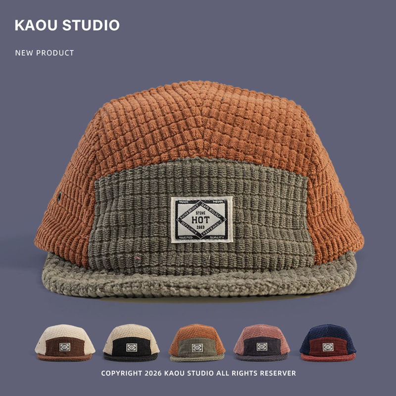 Color Block Patchwork Corduroy - Corduroy Cap 5 Panel ulasan dan harga